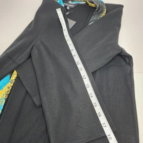 Ming Wang Sweater Jacket Women's Medium Cardigan Office Shoulder‎ Pads w. Scarf - Picture 7 of 7